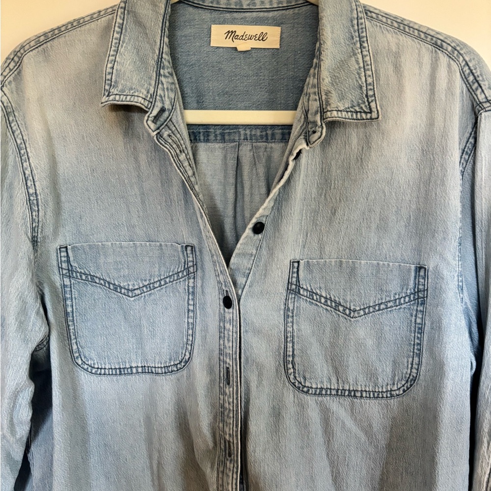 Madewell Sky Blue Denim Top | A9 - Picture 2 of 7